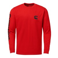 Men's Red Long Sleeve T-Shirt with Black Wordmark 2X