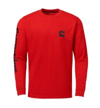 Men's Red Long sleeve T-Shirt Black Wordmark Medium
