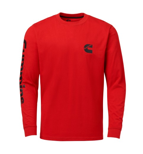 Men's Red Long Sleeve T-Shirt with Black Wordmark 2X