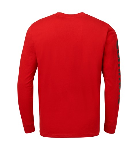 Men's Red Long sleeve T-Shirt Black Wordmark Medium