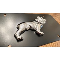 Black Stainless 3D Bulldog License Plate