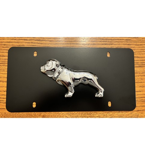 Black Stainless 3D Bulldog License Plate