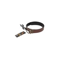 BROWN AND BLACK REVERSIBLE MACK LOGO BELT