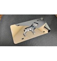 Mirror Finish 3D Bulldog Stainless Steel License Plate