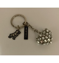 Crystal Heart Bulldog Keychain