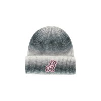 Grey Marbled Knit Cap with Pink Bulldog