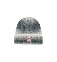 Grey Marbled Knit Cap with Pink Bulldog