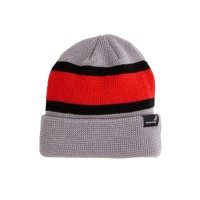 Grey Red Stripe Knit Cap