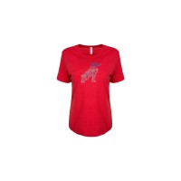 Ladies Red Sequin Bulldog T-shirt