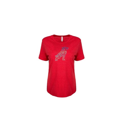 Ladies Red Sequin Bulldog T-shirt Ladies Red Sequin Bulldog T-shirt