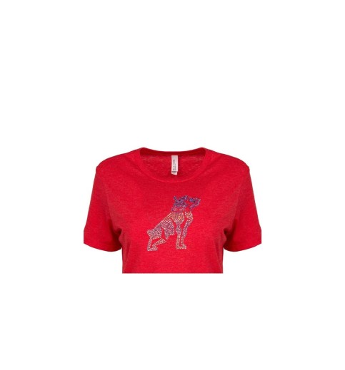 Ladies Red Sequin Bulldog T-shirt Ladies Red Sequin Bulldog T-shirt