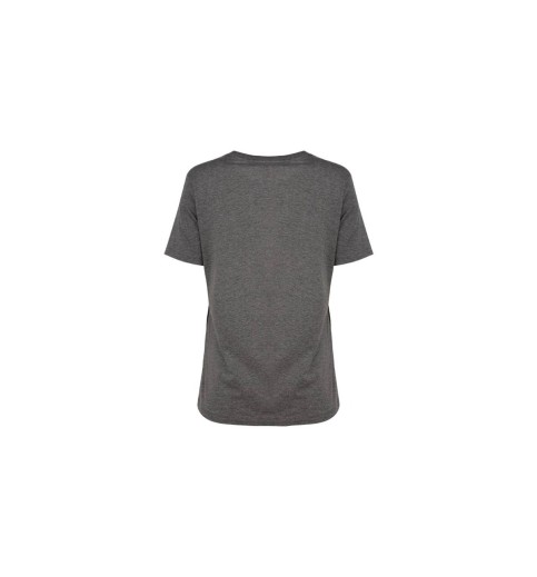 Ladies Deep Heather Grey Sequin Bulldog T-shirt