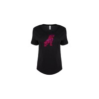 Ladies Black Sequin Bulldog T-shirt