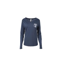 Ladies Spring Navy Long Sleeve Notch Neck Shirt