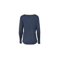 Ladies Spring Navy Long Sleeve Notch Neck Shirt