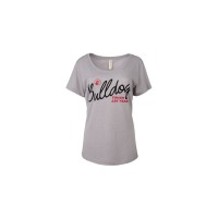 Cursive Bulldog Tough Grey Scoop Neck T-shirt