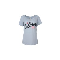 Cursive Bulldog Tough Blue Fog Scoop Neck T-shirt