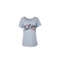 Cursive Bulldog Tough Blue Fog Scoop Neck T-shirt