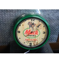 20" Mack Logo Neon Clock (Green)